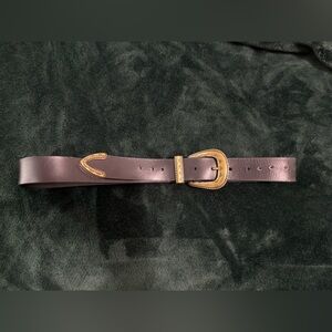 Lucky Brand Black Leather Belt with Gold Accents